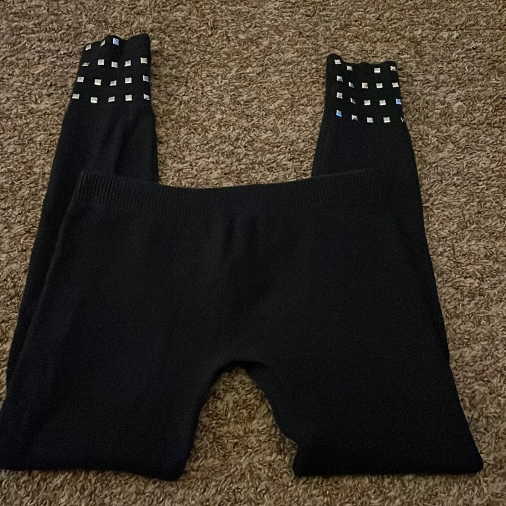 Black studded leggings